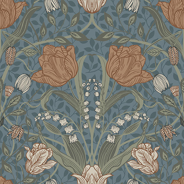 media image for Filippa Blue Tulip Wallpaper 217