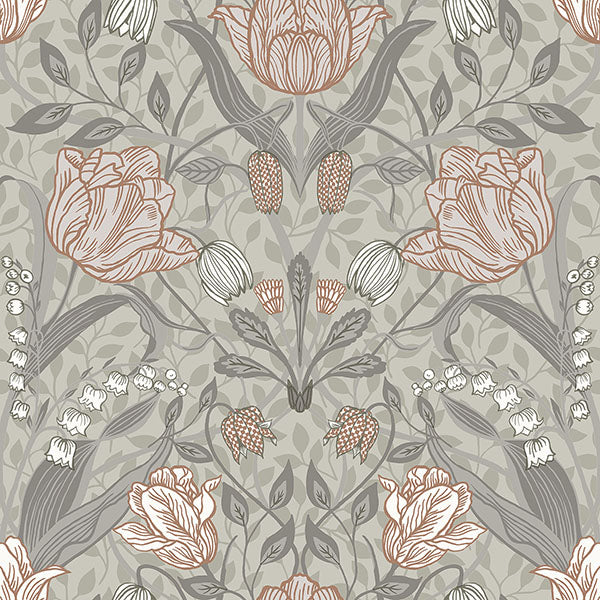 media image for Filippa Grey Tulip Wallpaper 212