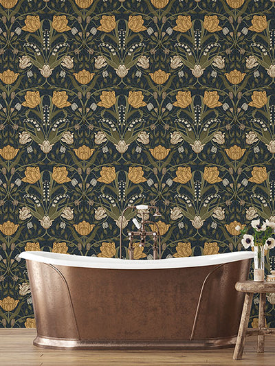 product image for Filippa Navy Tulip Wallpaper 57