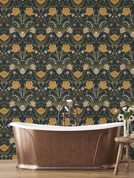 media image for Filippa Navy Tulip Wallpaper 20