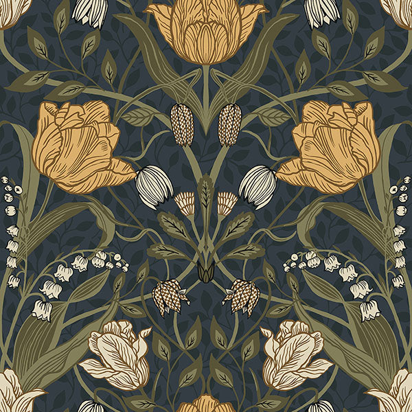 media image for Filippa Navy Tulip Wallpaper 255