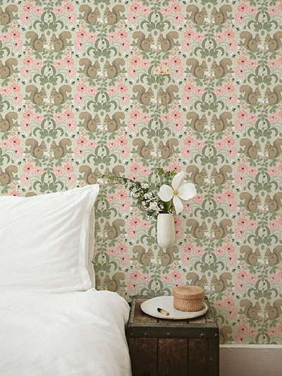 product image for Kurre Pink Woodland Damask Wallpaper 61