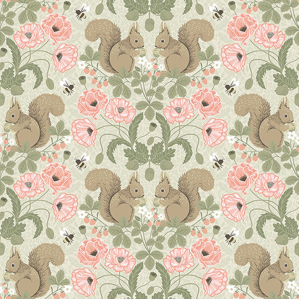 media image for Kurre Pink Woodland Damask Wallpaper 296