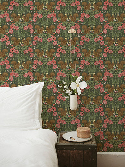 product image for Kurre Dark Green Woodland Damask Wallpaper 49