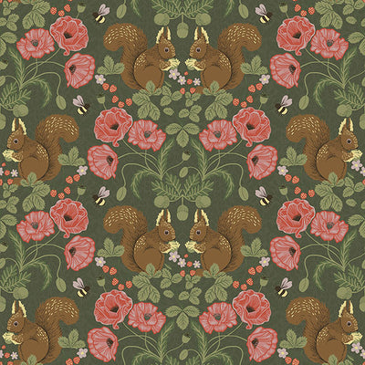 product image of Kurre Dark Green Woodland Damask Wallpaper 567