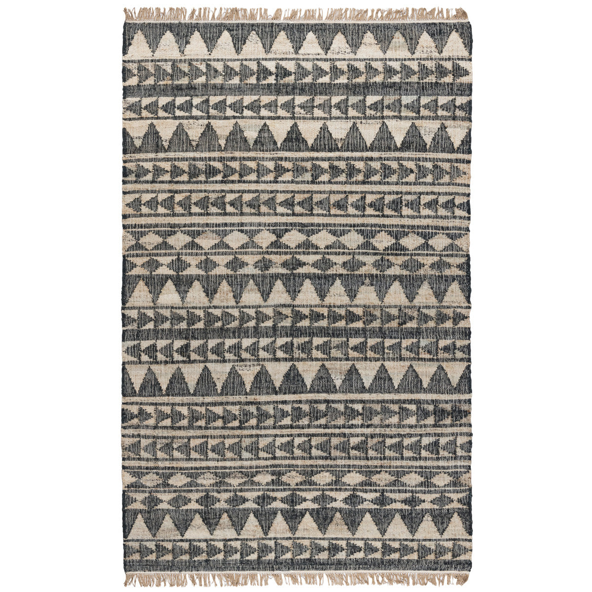 Shop Solana Distressed Rug in Black & Natural by BD Home | Burke Decor