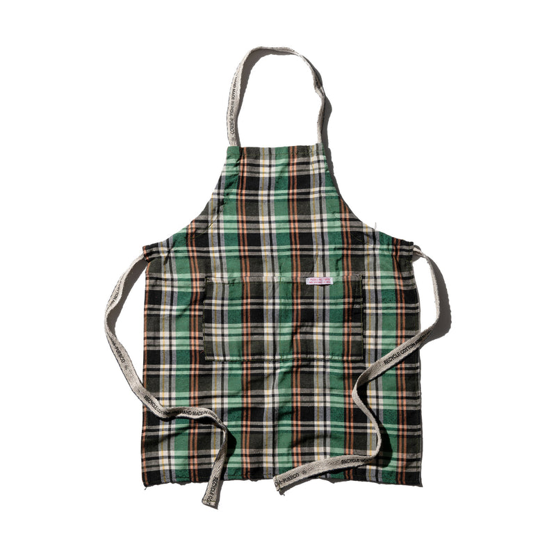 media image for Recycle Cotton Check Apron / Green By Puebco 303055 3 253