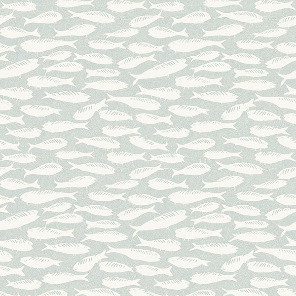 media image for Nunkie Light Blue Sardine Wallpaper from the Flora & Fauna Collection by Brewster Home Fashions 220