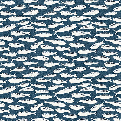 product image of Nunkie Navy Sardine Wallpaper from the Flora & Fauna Collection by Brewster Home Fashions 540