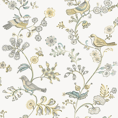 product image of Jinjur Light Yellow Bird Trail Wallpaper from the Flora & Fauna Collection by Brewster Home Fashions 588