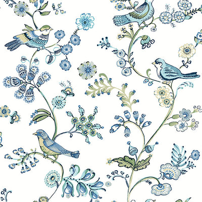 product image for Jinjur Teal Bird Trail Wallpaper from the Flora & Fauna Collection by Brewster Home Fashions 23