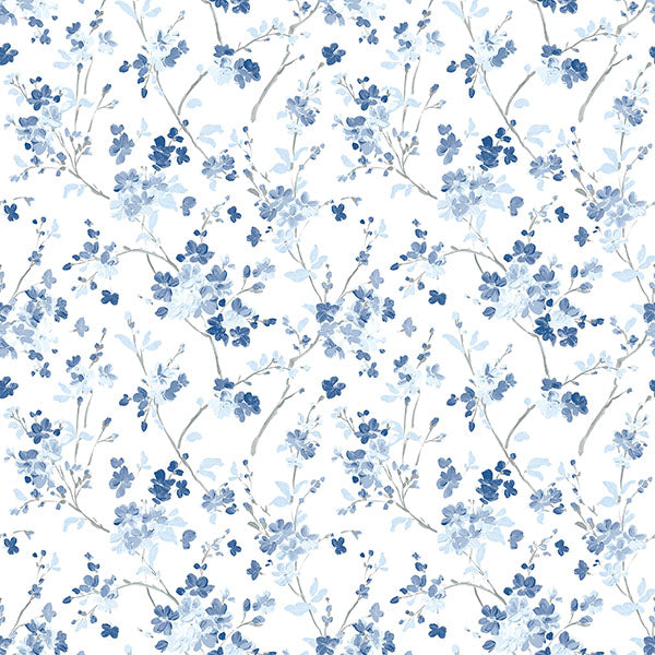 media image for Glinda Navy Floral Trail Wallpaper from the Flora & Fauna Collection by Brewster Home Fashions 215