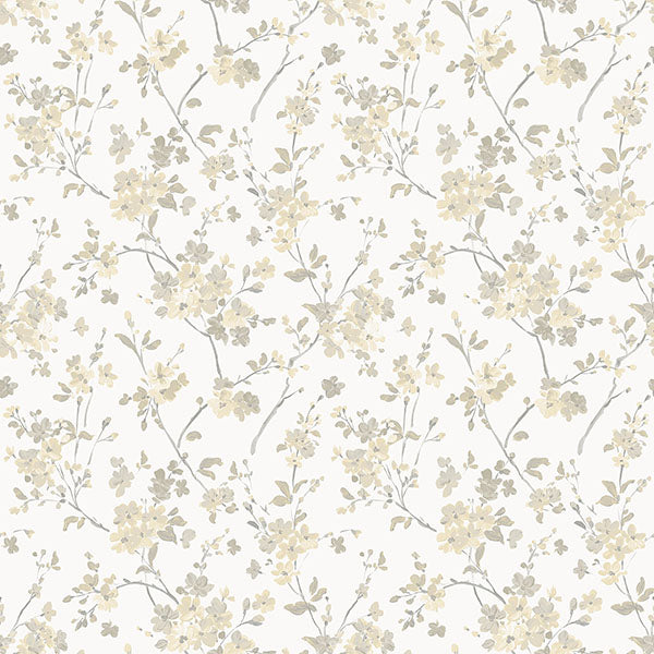 media image for Glinda Light Yellow Floral Trail Wallpaper from the Flora & Fauna Collection by Brewster Home Fashions 27