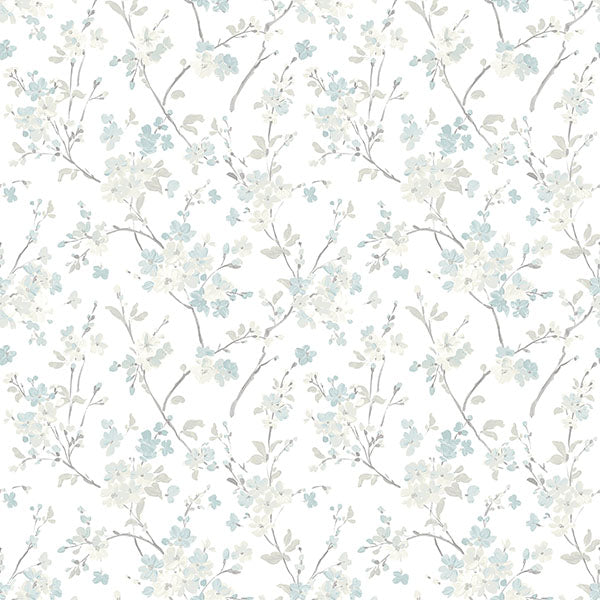 media image for Glinda Aqua Floral Trail Wallpaper from the Flora & Fauna Collection by Brewster Home Fashions 275