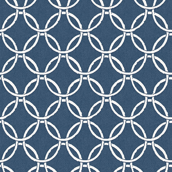 media image for Quelala Navy Ring Ogee Wallpaper from the Flora & Fauna Collection by Brewster Home Fashions 213