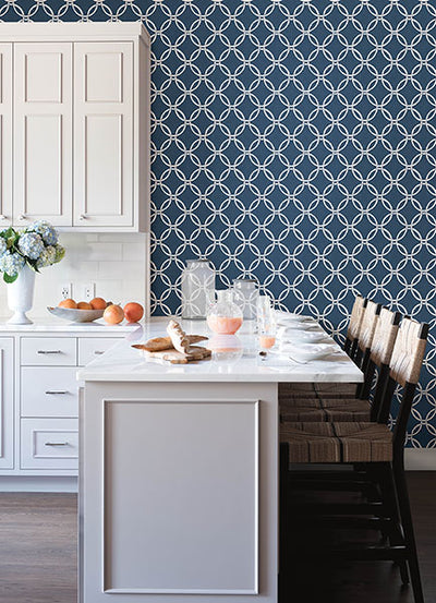 product image for Quelala Navy Ring Ogee Wallpaper from the Flora & Fauna Collection by Brewster Home Fashions 35