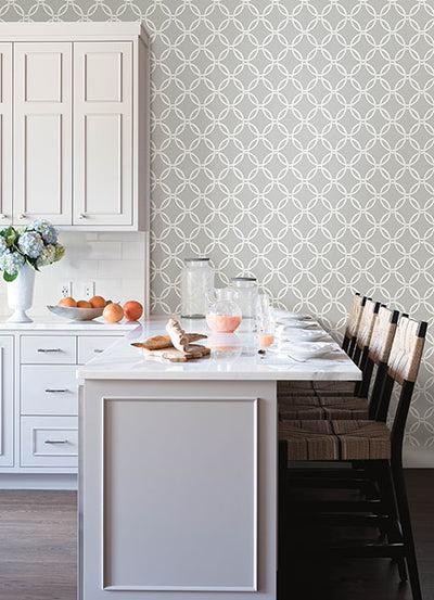 product image of Quelala Grey Ring Ogee Wallpaper from the Flora & Fauna Collection by Brewster Home Fashions 560