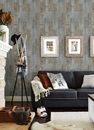 product image for Chebacco Slate Wood Planks Wallpaper from the Thoreau Collection by Brewster 89