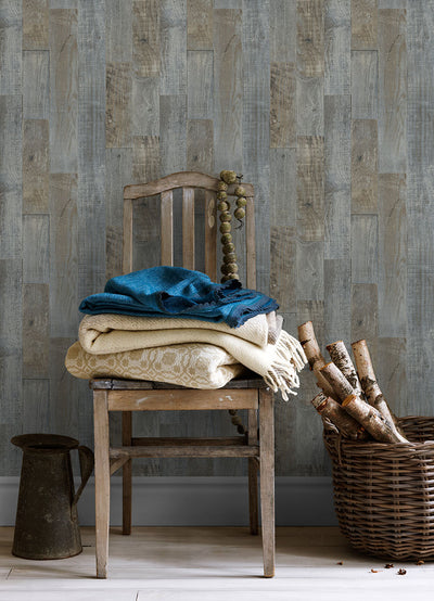 product image for Chebacco Slate Wood Planks Wallpaper from the Thoreau Collection by Brewster 14