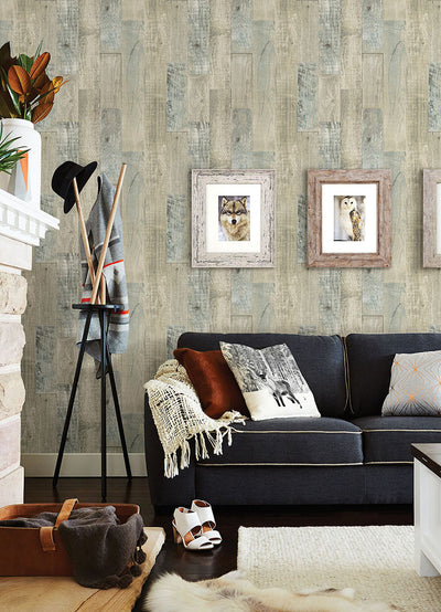 product image for Chebacco Taupe Wood Planks Wallpaper from the Thoreau Collection by Brewster 61