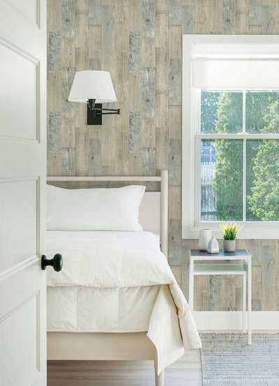 product image for Chebacco Taupe Wood Planks Wallpaper from the Thoreau Collection by Brewster 7