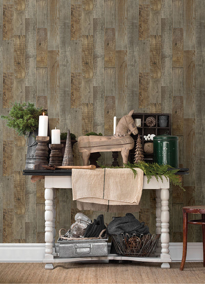 product image for Chebacco Brown Wood Planks Wallpaper from the Thoreau Collection by Brewster 97