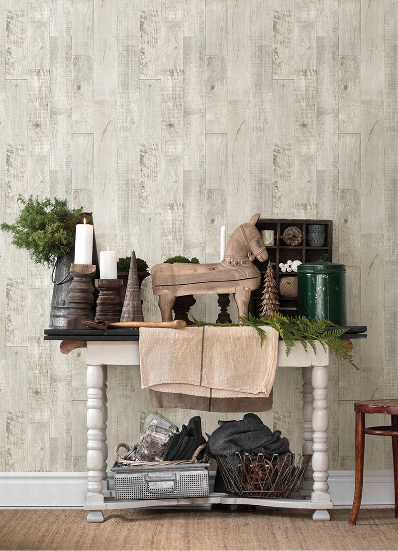 media image for Chebacco Grey Wood Planks Wallpaper from the Thoreau Collection by Brewster 245