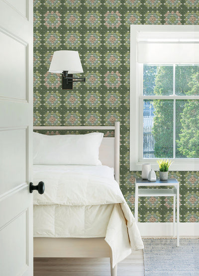 product image for Maud Green Crochet Geometric Wallpaper from the Thoreau Collection by Brewster 64