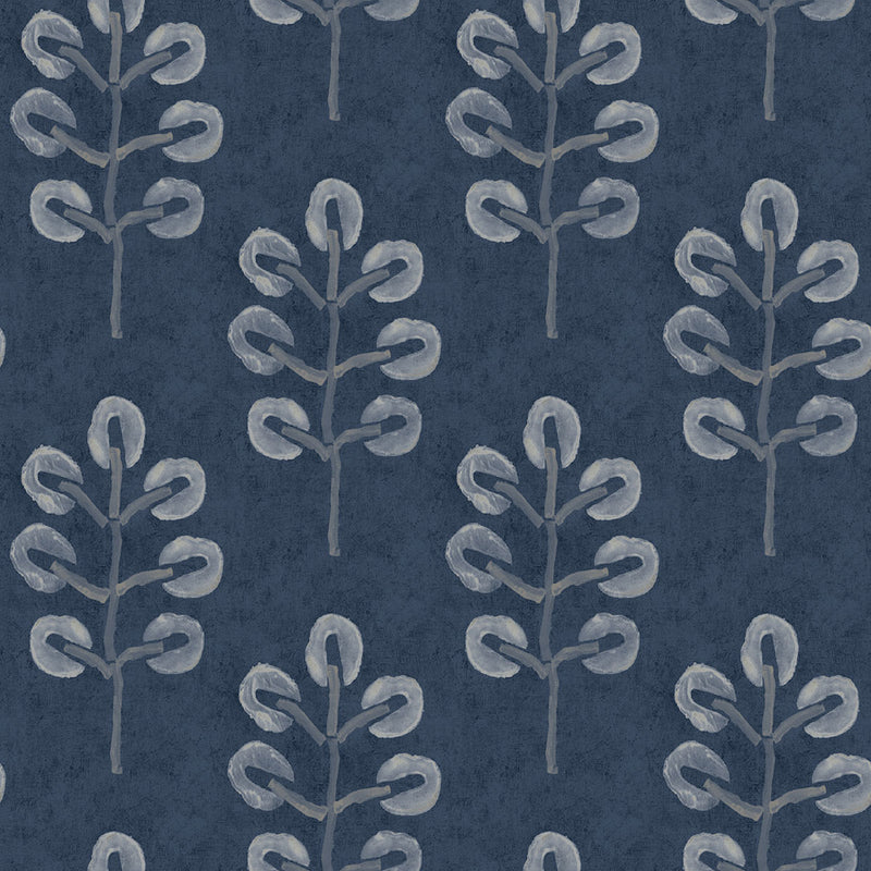 media image for Plum Tree Dark Blue Botanical Wallpaper from the Thoreau Collection by Brewster 235