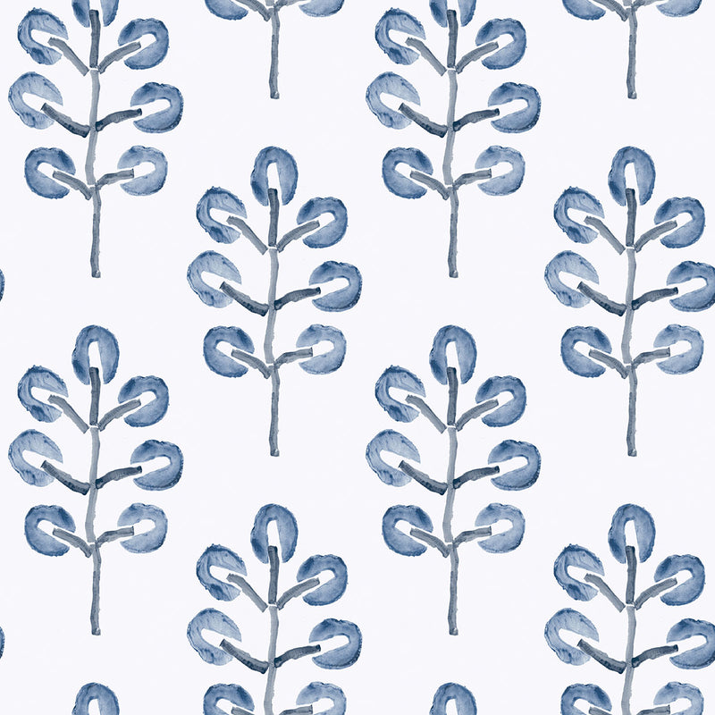 media image for Plum Tree Blue Botanical Wallpaper from the Thoreau Collection by Brewster 257