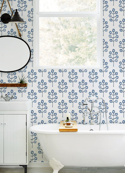 product image for Plum Tree Blue Botanical Wallpaper from the Thoreau Collection by Brewster 82