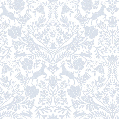 product image of Forest Dance Light Blue Damask Wallpaper from the Thoreau Collection by Brewster 551