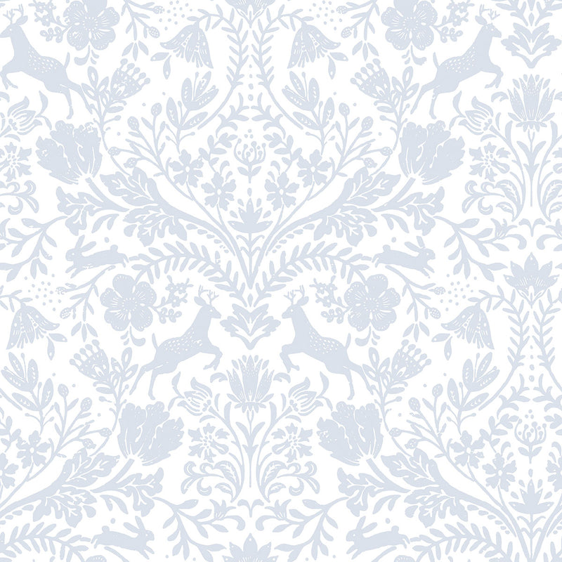 media image for Forest Dance Light Blue Damask Wallpaper from the Thoreau Collection by Brewster 278