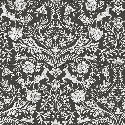 product image for Forest Dance Charcoal Damask Wallpaper from the Thoreau Collection by Brewster 50