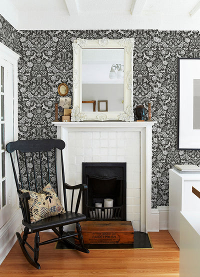 product image for Forest Dance Charcoal Damask Wallpaper from the Thoreau Collection by Brewster 21