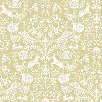 product image of Forest Dance Honey Damask Wallpaper from the Thoreau Collection by Brewster 520