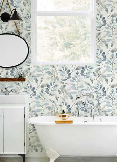 product image for Pinnate Blue Leaves Wallpaper from the Thoreau Collection by Brewster 11