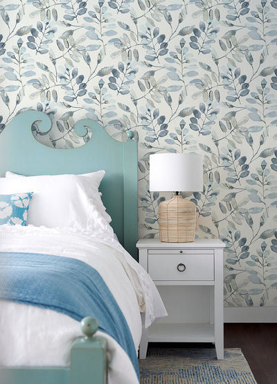 product image for Pinnate Blue Leaves Wallpaper from the Thoreau Collection by Brewster 22