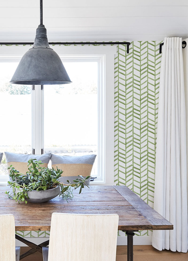 media image for Fletching Green Geometric Wallpaper from the Thoreau Collection by Brewster 255