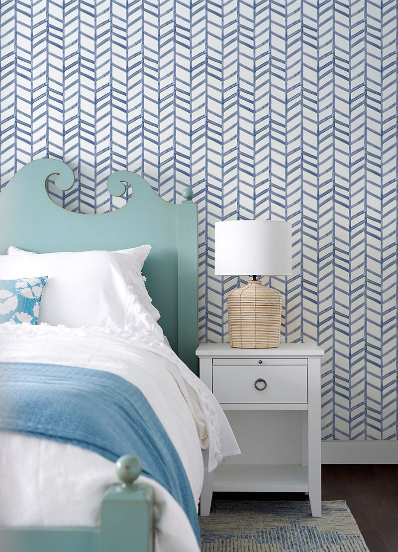 media image for Fletching Navy Geometric Wallpaper from the Thoreau Collection by Brewster 287