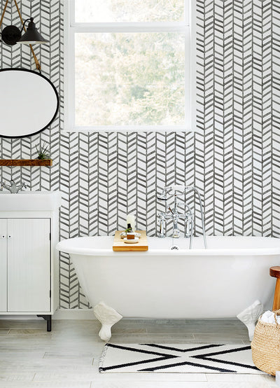 product image for Fletching Black Geometric Wallpaper from the Thoreau Collection by Brewster 80