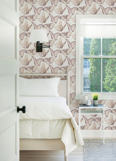 product image for Janetta Blush Butterfly Wallpaper from the Thoreau Collection by Brewster 93