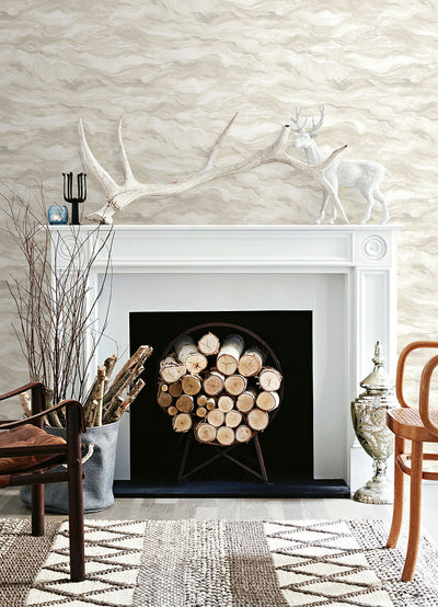 product image for Cirrus Beige Wave Wallpaper from the Thoreau Collection by Brewster 52