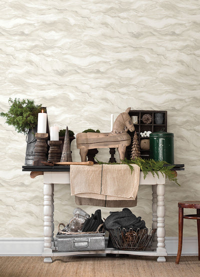 product image for Cirrus Beige Wave Wallpaper from the Thoreau Collection by Brewster 46
