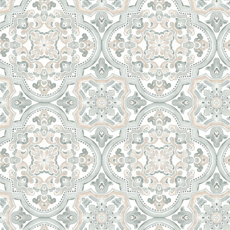 media image for Concord Coral Medallion Wallpaper from the Thoreau Collection by Brewster 213