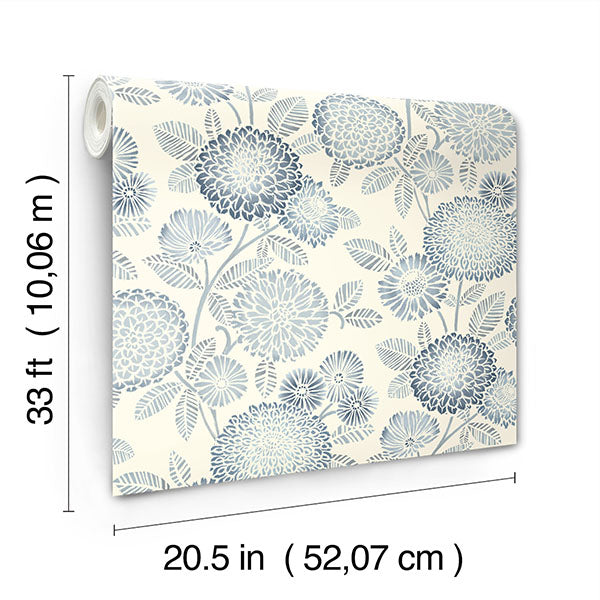 media image for Zalipie Blue Floral Trail Wallpaper 224