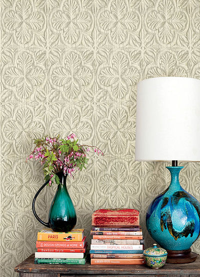 product image for Karachi Cream Wooden Damask Wallpaper 89