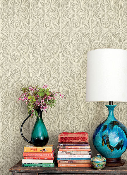 media image for Karachi Cream Wooden Damask Wallpaper 29