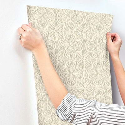 product image for Karachi Cream Wooden Damask Wallpaper 64