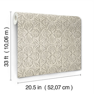 product image for Karachi Taupe Wooden Damask Wallpaper 60